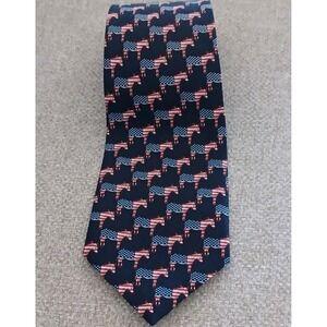 Rene Chagal Hand Made Silk Tie Blue Donkey Flag Pattern Democrat Party Election
